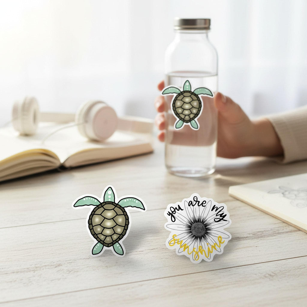 Custom Waterproof Vinyl Stickers | Pet, Logo, Photo Decals (1-3 Inch) shown in a professional product listing photo