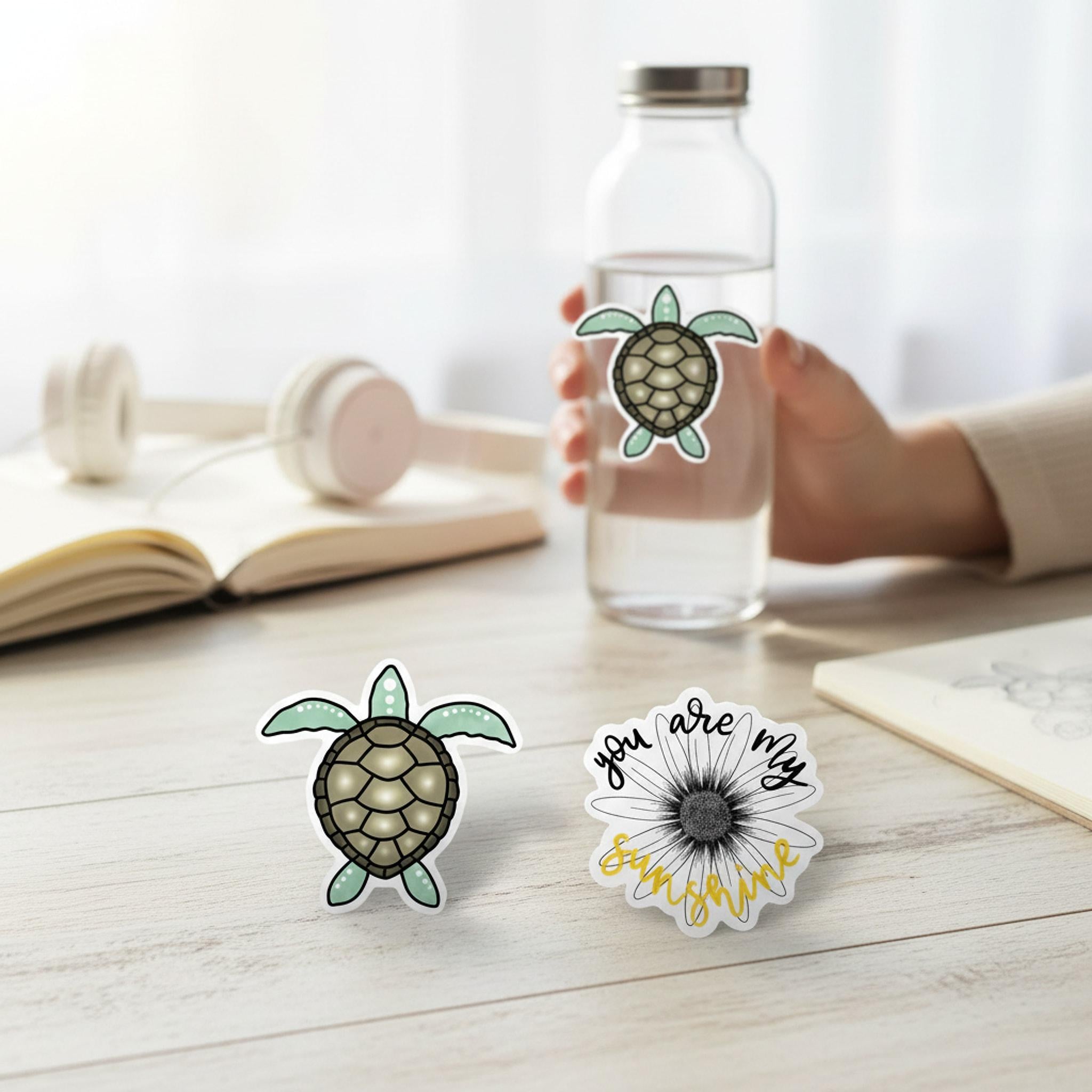 Custom Waterproof Vinyl Stickers | Pet, Logo, Photo Decals (1-3 Inch) shown in a professional product listing photo