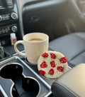 Handmade Punch Needle 2 Car Coaster | Fruit & Cream Collection Mug Rug shown in a professional product listing photo