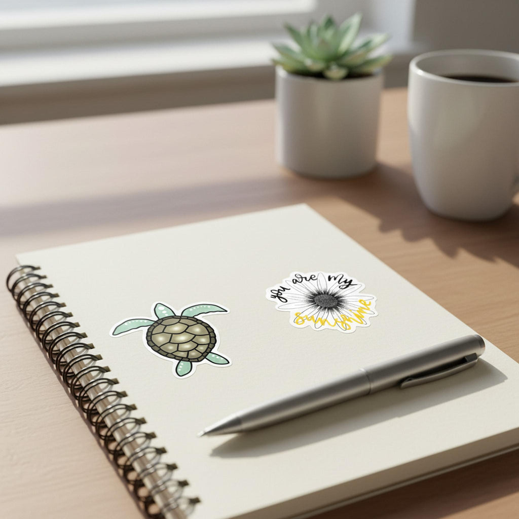 Custom Waterproof Vinyl Stickers | Pet, Logo, Photo Decals (1-3 Inch) shown in a professional product listing photo