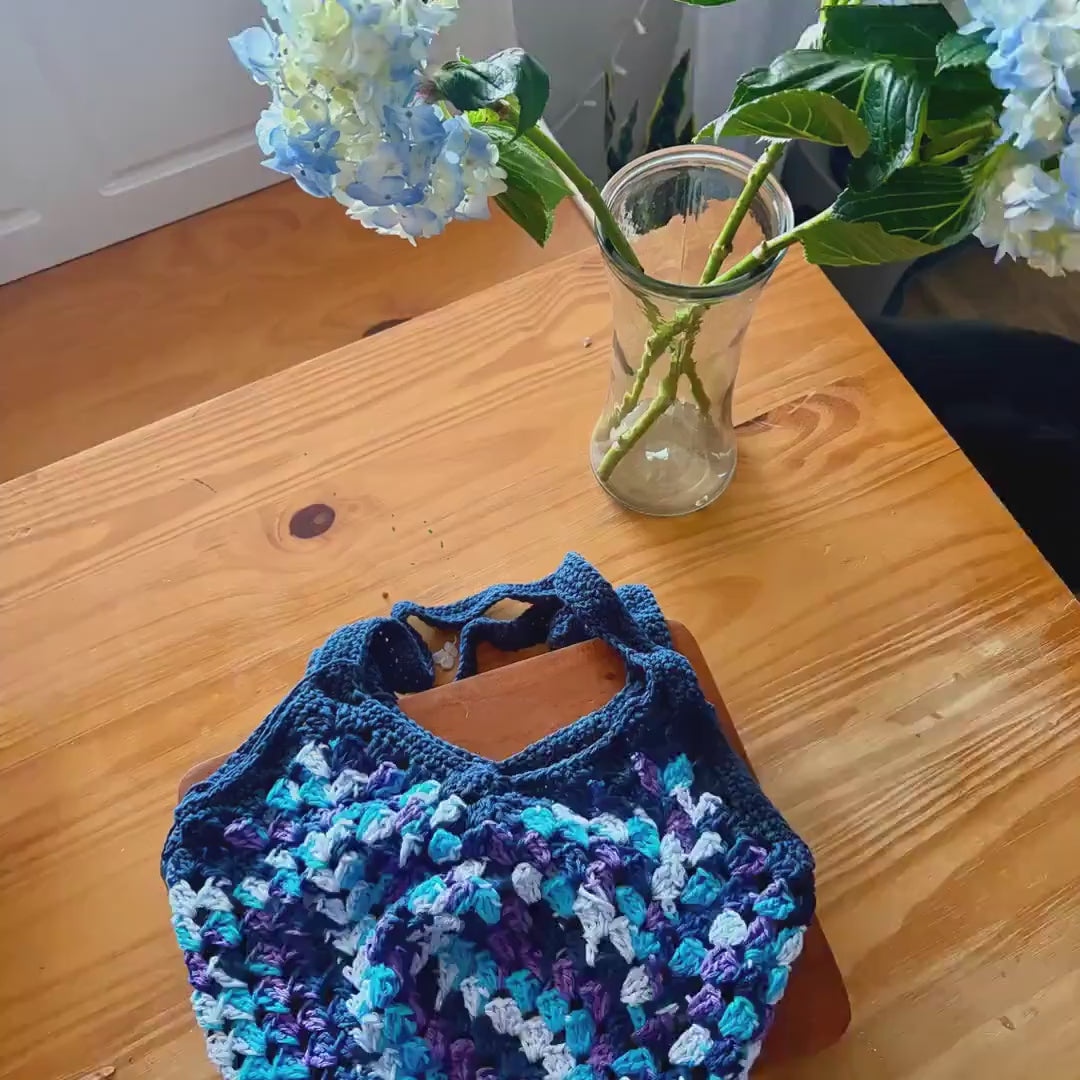 Crochet Market Bag, Eco-Friendly Tote in Multi-Color Yarn