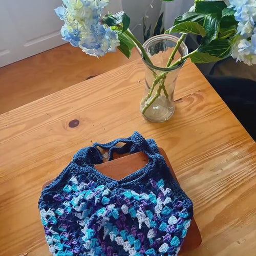 Crochet Market Bag, Eco-Friendly Tote in Multi-Color Yarn